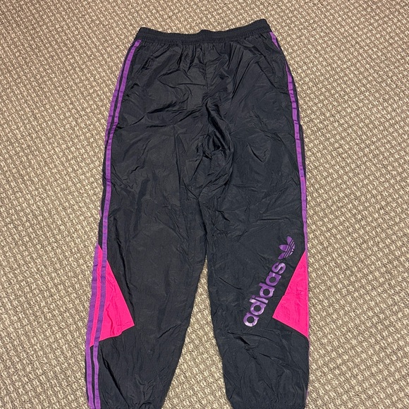 adidas Pants - Adidas Black Joggers with Pink and Purple Accents sz S